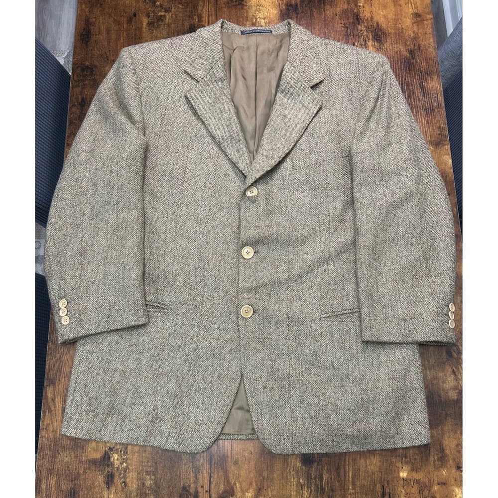 Ermenegildo Zegna Soft Tan Wool Alpaca Tweed 3 Button Blazer Sport Coat‎ Mens